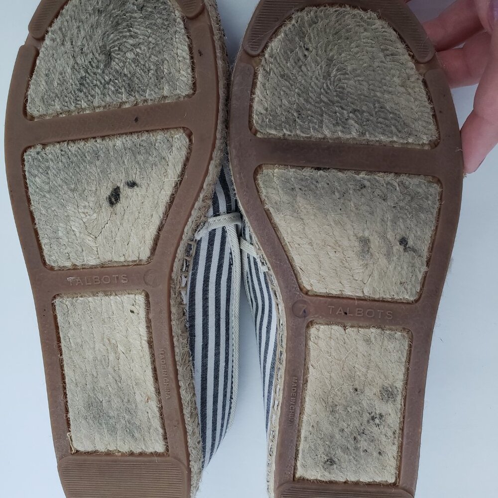 Talbots Izzy Nautical Beaded Palm Striped Canvas Espadrilles Flat Shoes - Picture 8 of 8